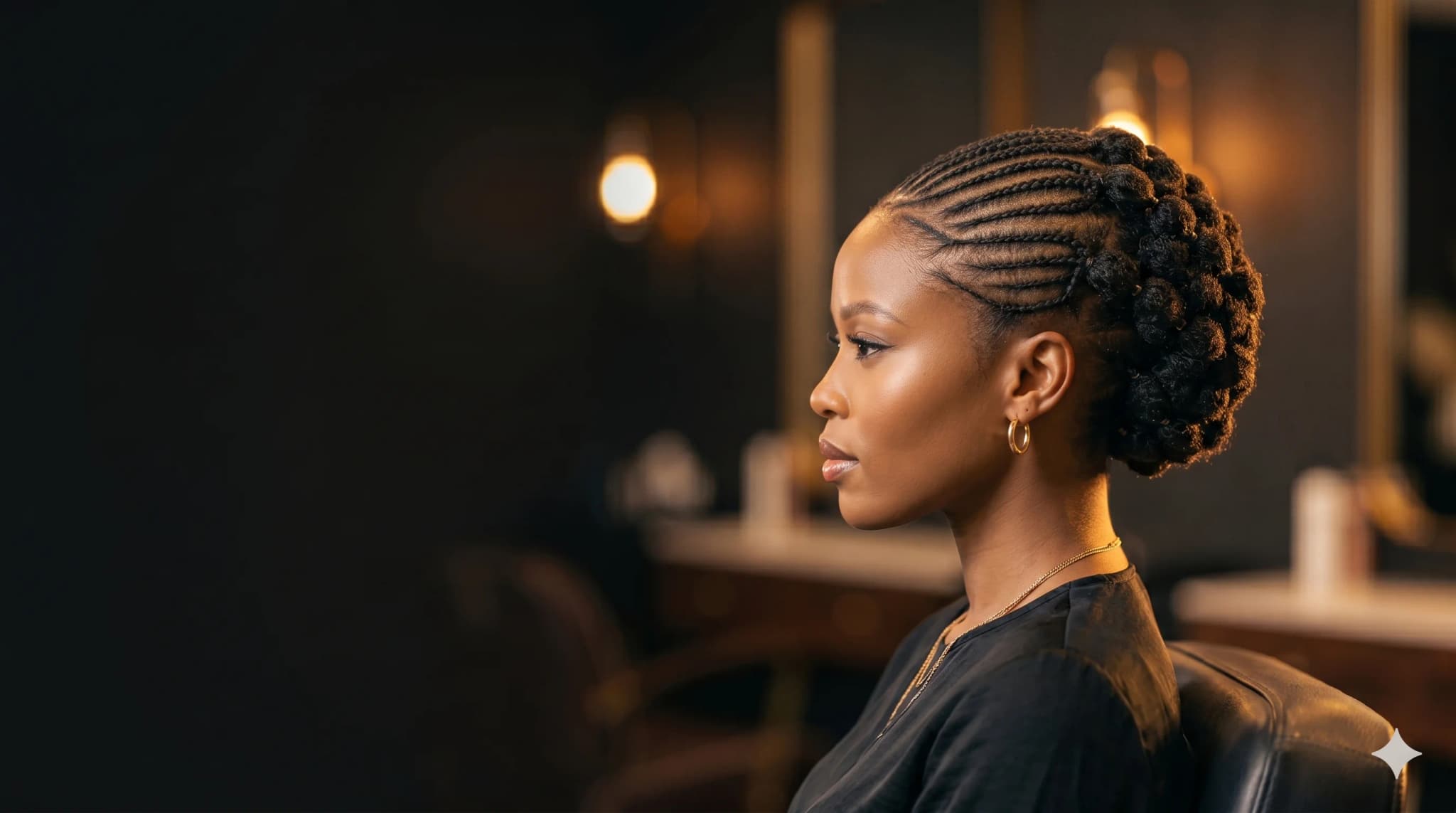 Natural braided hair styling